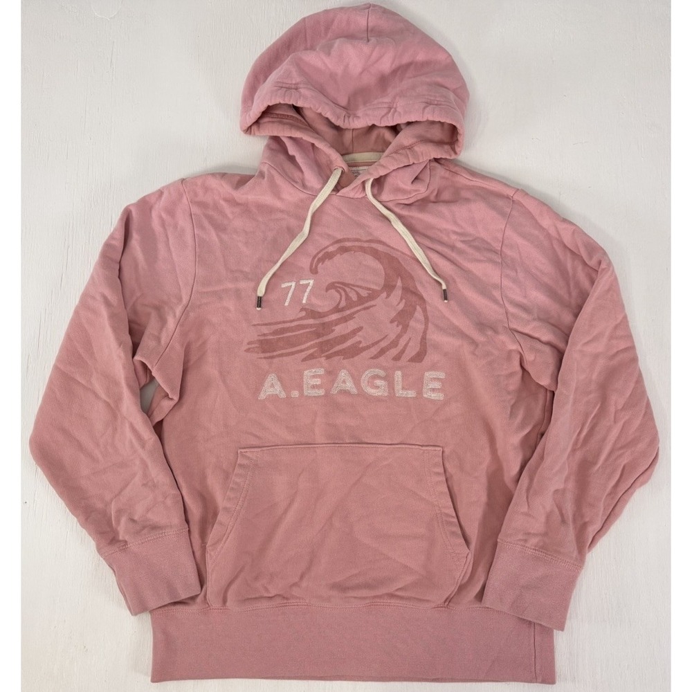 American Eagle Pull Over Pink SURF wave Beach Hoodie Men's Size M French Terry
